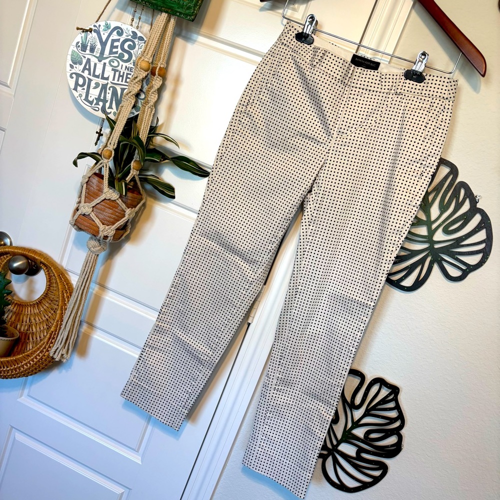 Banana Republic Avery White & Black Polka Dot Pants